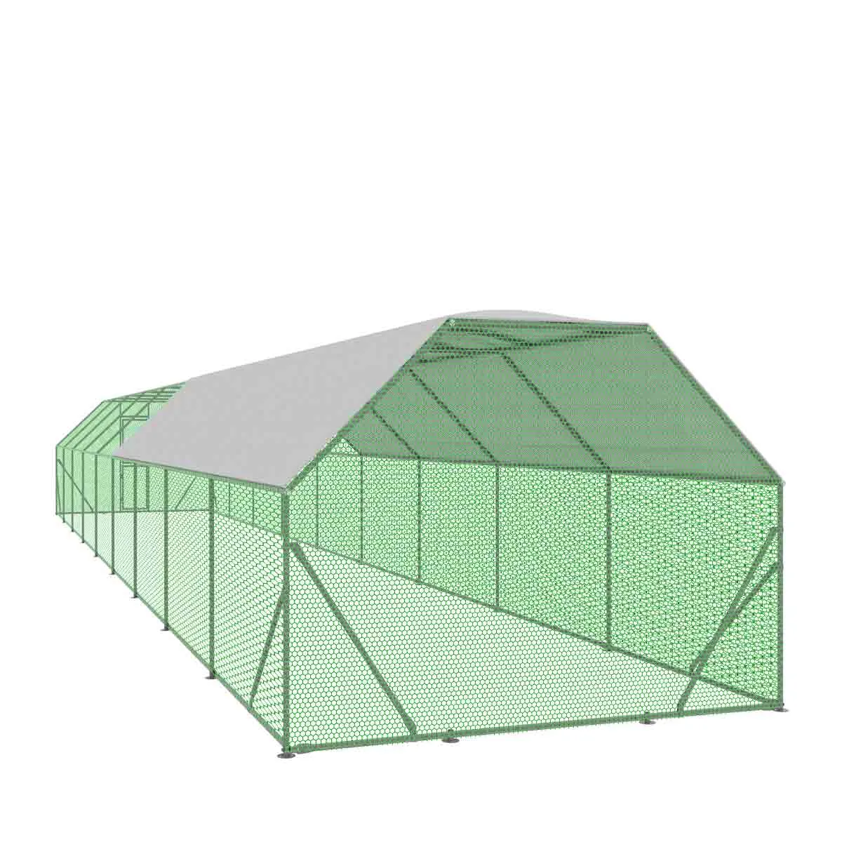 TMG Industrial 10’ x 60’ Wire Mesh Chicken Run Shelter Coop, Galvanized Steel, 600 Sq-Ft, Lockable Gate, PVC Coated Mesh, TMG-CRS1060