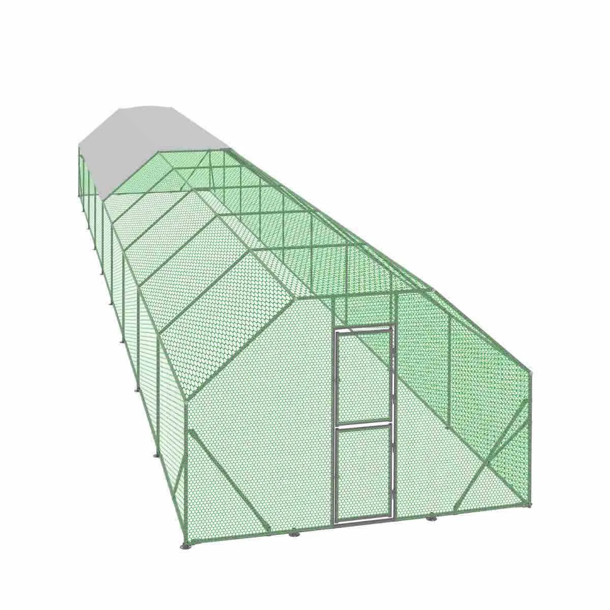 TMG Industrial 10’ x 60’ Wire Mesh Chicken Run Shelter Coop, Galvanized Steel, 600 Sq-Ft, Lockable Gate, PVC Coated Mesh, TMG-CRS1060