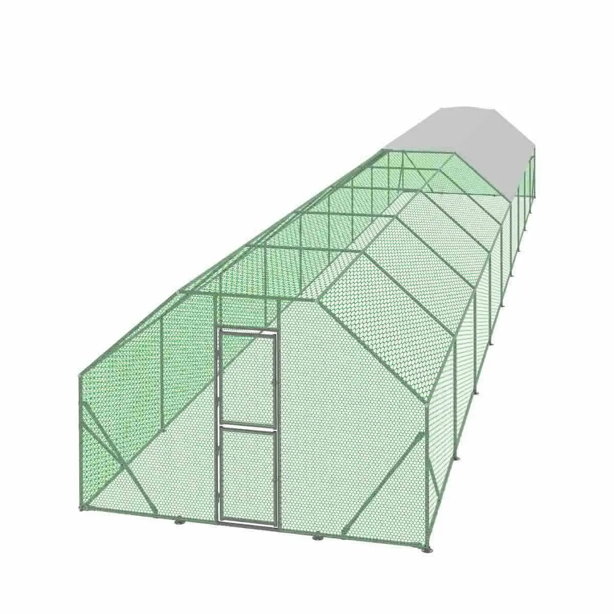 TMG Industrial 10’ x 60’ Wire Mesh Chicken Run Shelter Coop, Galvanized Steel, 600 Sq-Ft, Lockable Gate, PVC Coated Mesh, TMG-CRS1060