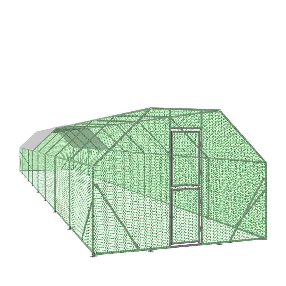 TMG Industrial 10’ x 60’ Wire Mesh Chicken Run Shelter Coop, Galvanized Steel, 600 Sq-Ft, Lockable Gate, PVC Coated Mesh, TMG-CRS1060