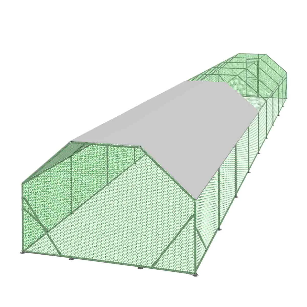 TMG Industrial 10’ x 60’ Wire Mesh Chicken Run Shelter Coop, Galvanized Steel, 600 Sq-Ft, Lockable Gate, PVC Coated Mesh, TMG-CRS1060