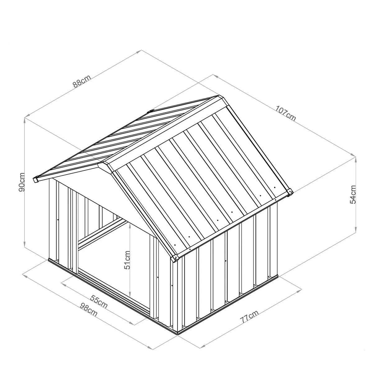 TMG Industrial Outdoor Metal Dog House, Detachable Metal Floor, Apex Roof Design, Approx. 8 Sq-Ft Floor Space, TMG-MSD42