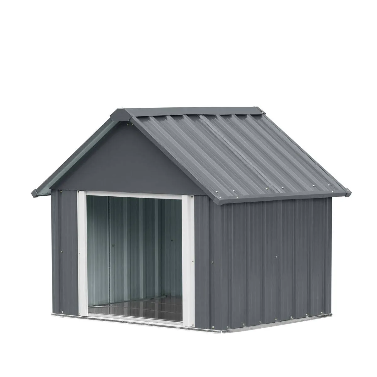 TMG Industrial Outdoor Metal Dog House, Detachable Metal Floor, Apex Roof Design, Approx. 8 Sq-Ft Floor Space, TMG-MSD42