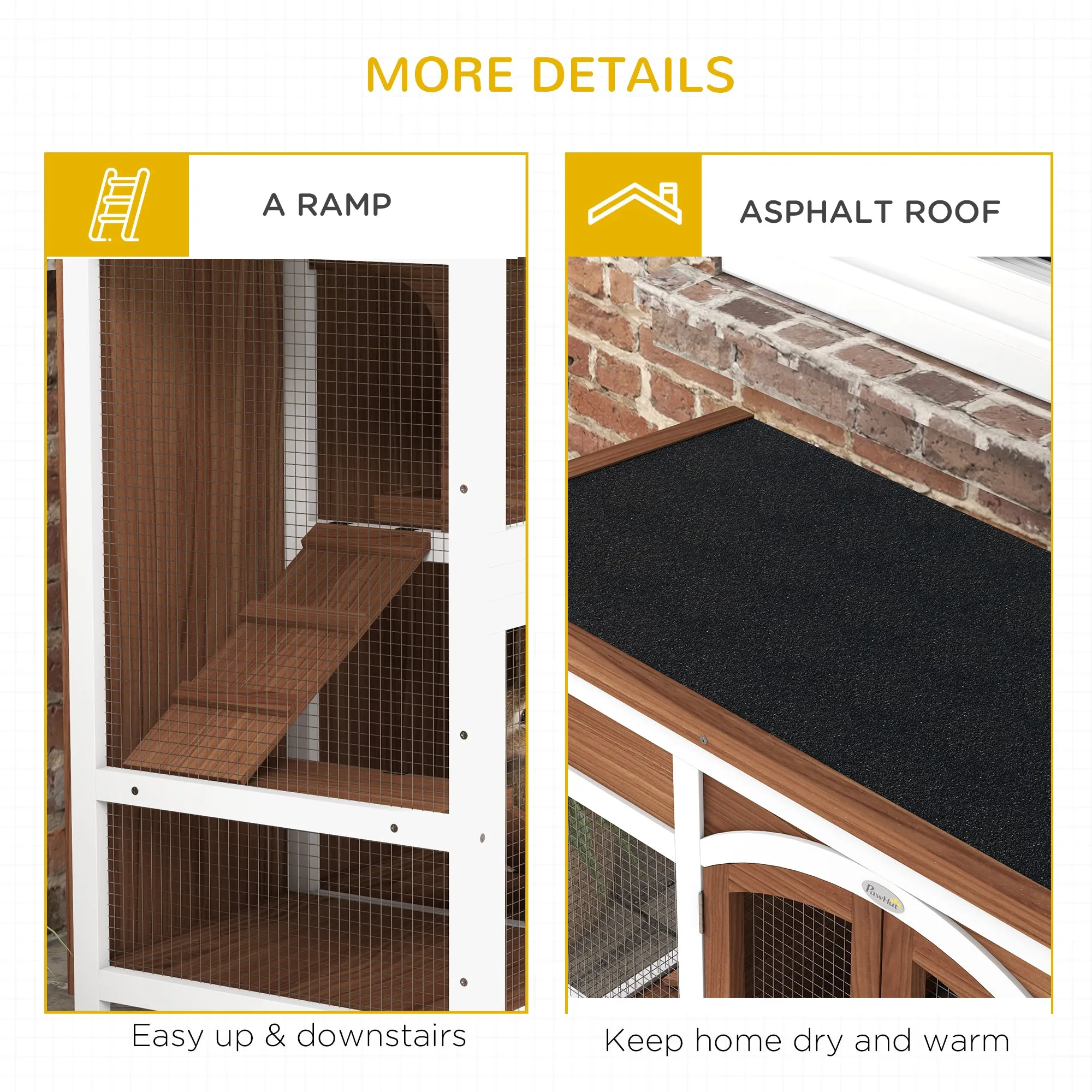 Two-Tier Wooden Pet Hutch with Openable Roof, Slide-Out Tray