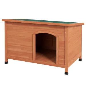 Wooden Dog Kennel, Outdoor Pet House, with Removable Floor, Openable Roof, Water-Resistant Paint - Natural Wood Tone