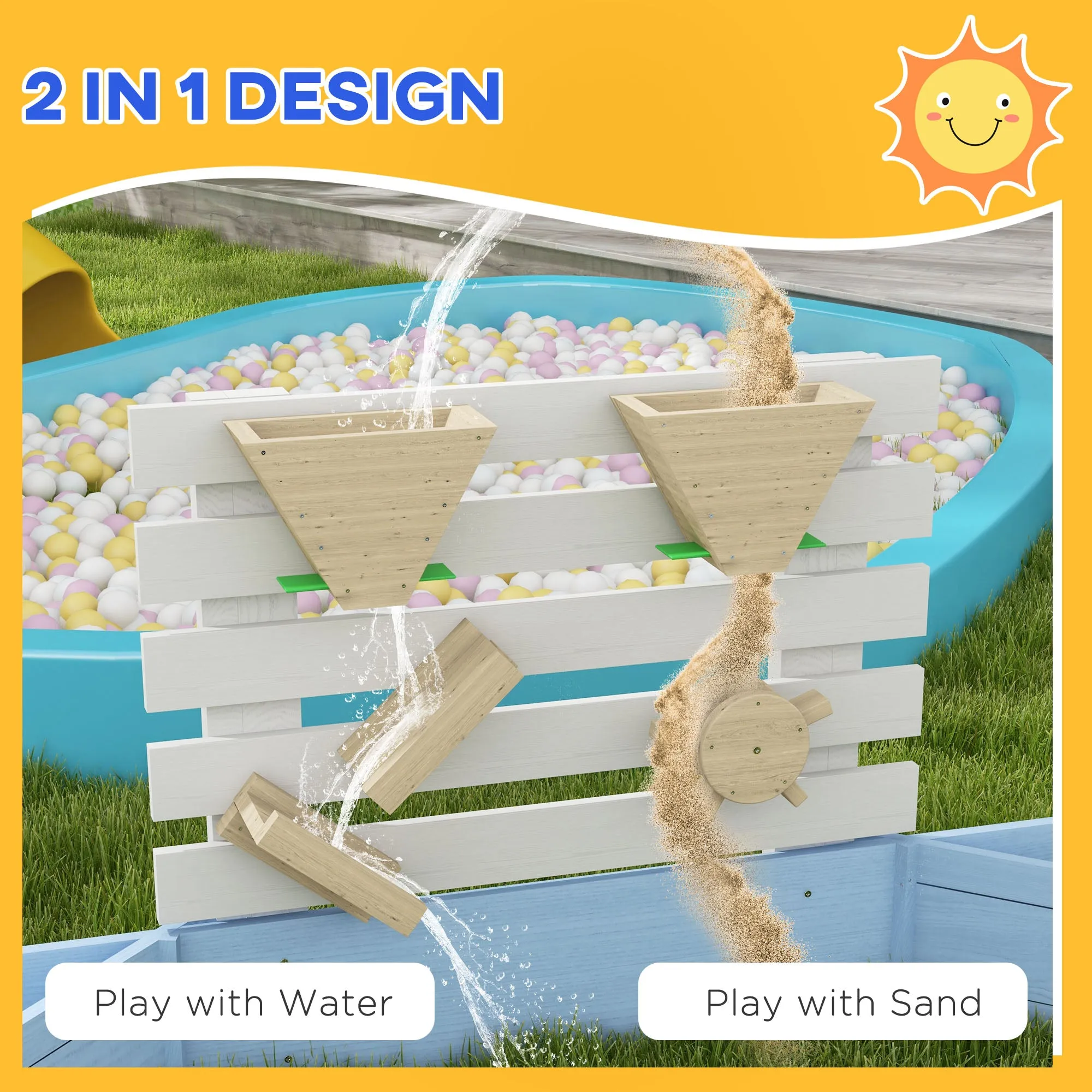 Wooden Kids Sandbox with 6 Seats Blue